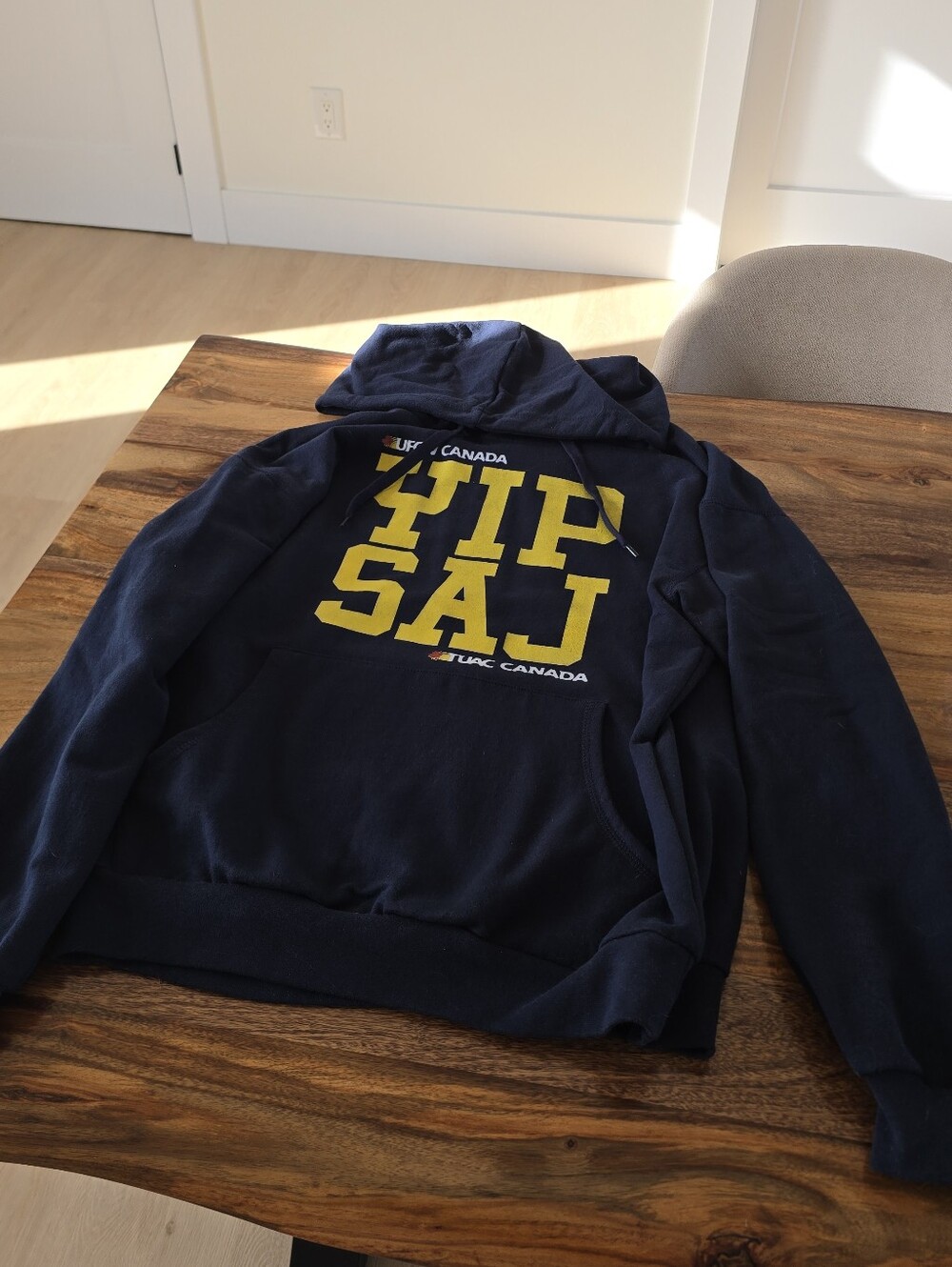 Navy Hoodie with Yellow Logo - Men's Hoodie